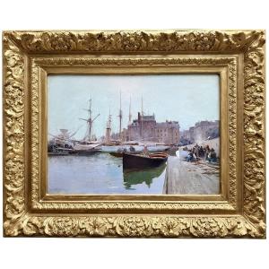 Jacques Marie Omer Camoreyt (1871 – 1963) - ' French Harbour In The Morning Light '