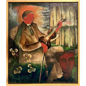 Marc Mendelson ( London 1915 - 2013 Brussels ) - ' Red Violinist '