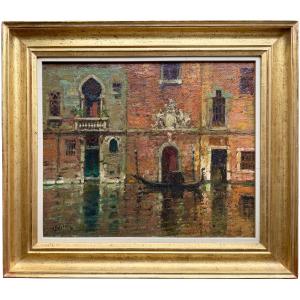 Alfred Bastien ( Ixelles 1873 - 1955 Uccle ) - ' Venice - View On The Canal '