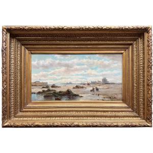 François-étienne Musin (1820 - 1888) - ' The Beach At Saint Helier, Jersey '