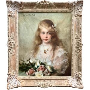 Charles Joseph Watelet (1867 - 1954) - 'girl With Roses'