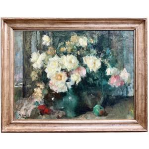 Jean Laudy (1877 - 1956) - 'garden Roses And Apple'