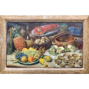 A Delicious Meal, Poreau Oswald, Schaarbeek 1877 – 1955 Waterloo, Belgian Painter