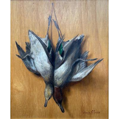 Trompe l'Oeil De Deux Ducks, Clesse Louis, Brussels 1889 - 1961, Peintre Belge