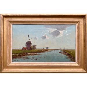 Wind Mills Along The Canal, Van Den Berg Mijndert, Gorinchem 1876 – 1967 the Hague