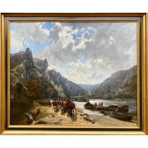 Along The River "la Meuse" Kuytenbrouwer Martinus, Amersfoort 1821 - 1897 Paris