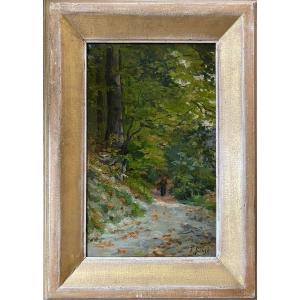Frans Binje  ( Luik 1835 - 1900 Brussels ) -  ' A Path In The Forest '
