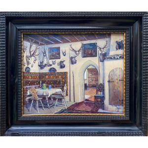 An Interior Of A Hunter, Poledne Franz, Vienna 1873 – 1932, Austrian Painter