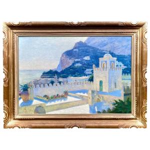 View Of Villa Discopoli, Capri, Artist 19th - 20th Century, Monogramed