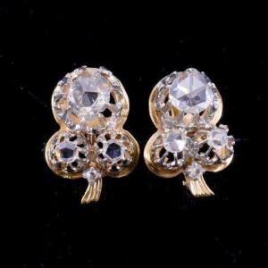 Rose Cut Diamond Clover Stud Earrings