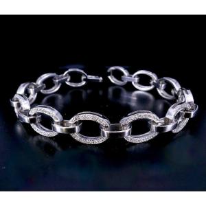 White Gold Bracelet With Oval Diamonds
