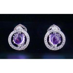 Susie Otero White Gold Diamond And Amethyst Ear Clips 