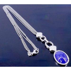 White Gold Tanzanite Diamond Necklace
