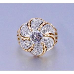 50s Dome Cocktail Ring With Diamonds