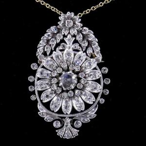 19th Century Gold, Silver, And Diamond Pendant