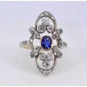 Belle Epoque Oblong Ring With Diamonds And Sapphires