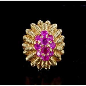 1950s Yellow Gold Ruby Cocktail Ring