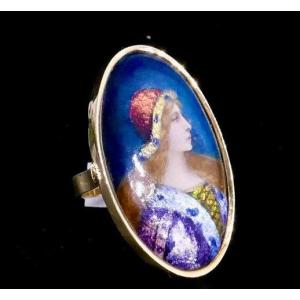 Oblong Ring, Limoges Enamel
