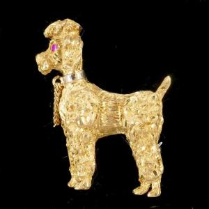 Gold And Ruby Poodle Brooch, 1960