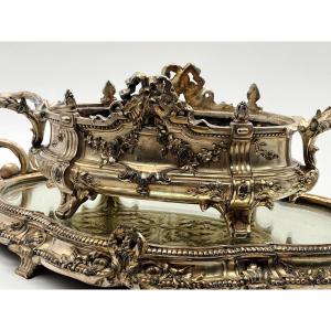 Table Centerpiece In Silver-regulate Louis XVI Style. 19th Century Period