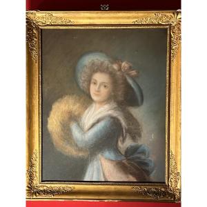Pastel "portrait Of A Young Lady Of Quality". Late 18th Century