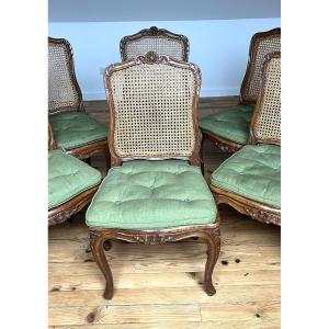 Set Of Six Caned Chairs, Regence  Period, 18th Century