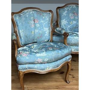 Pair Of Armchairs, Louis XV Period. Stamped Cresson