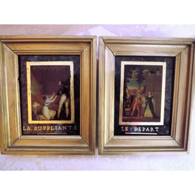 Pair Of Fixed Under Glass. Restoration Era