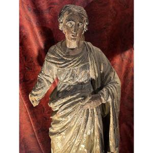 Virgin In Carved Wood. Period End Of XVIIth