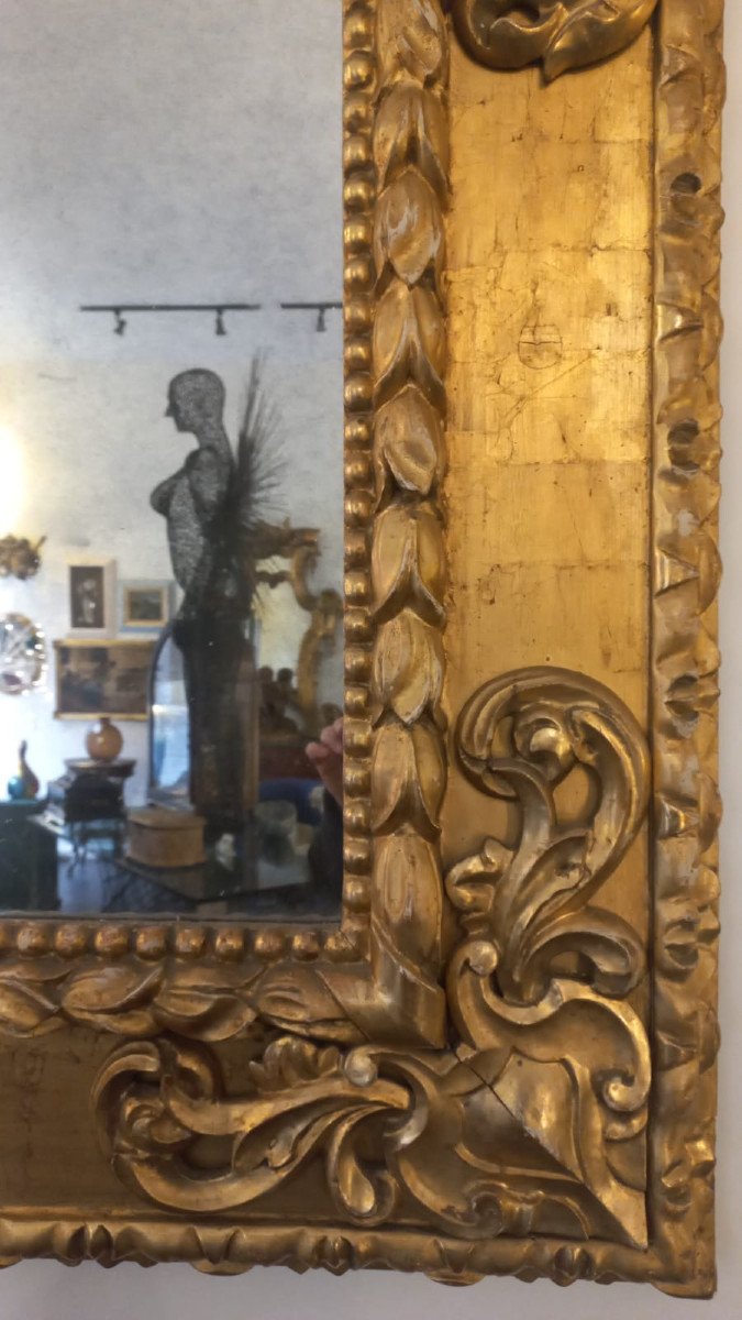 Grande specchiera in legno dorato-photo-2