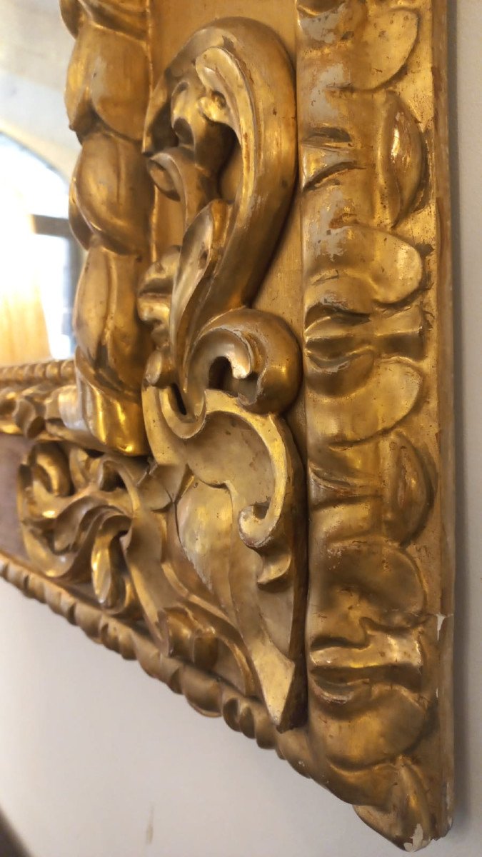 Grande specchiera in legno dorato-photo-1