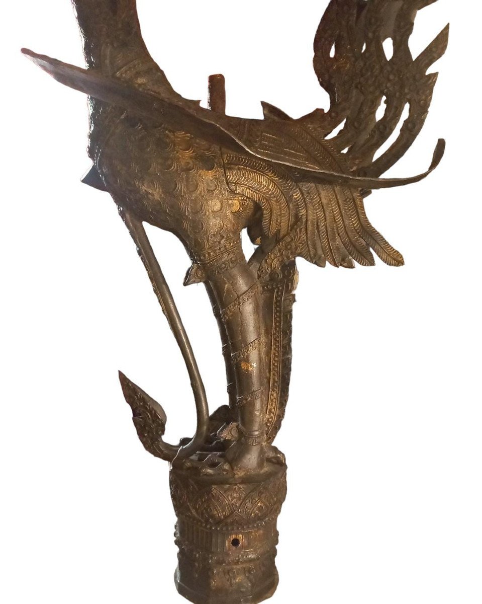 Scultura orientale rappresentante un cigno in bronzo-photo-2