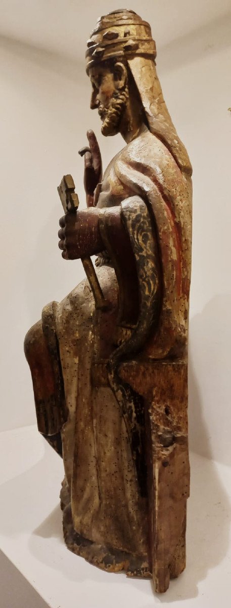 San Pietro in trono, scultura in legno-photo-1