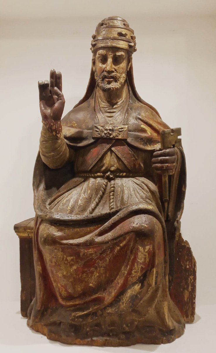San Pietro in trono, scultura in legno