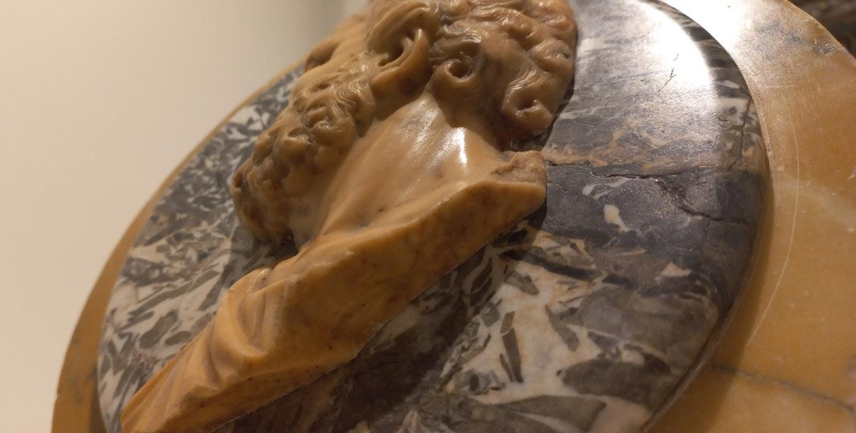 Altorilievo in marmo giallo antico raffigurante un profilo virile-photo-4