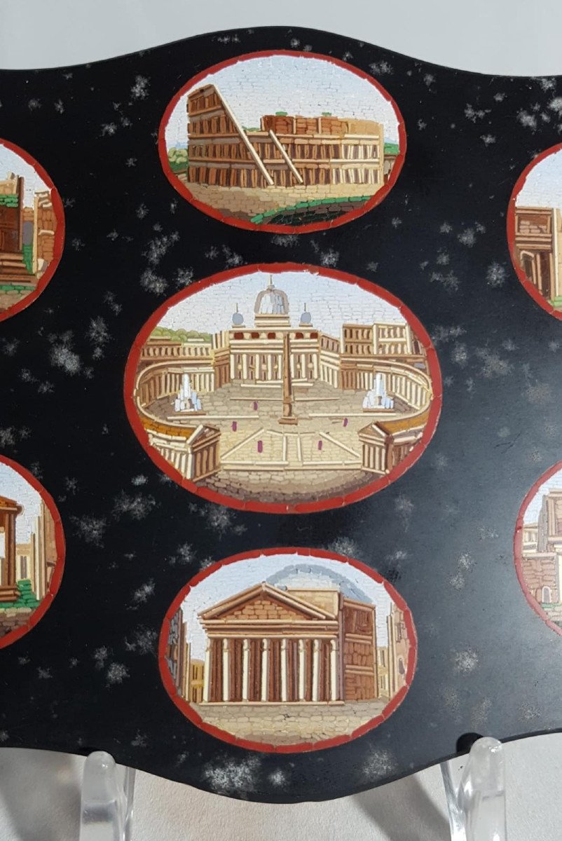 Fermacarte in micromosaico romano con sette vedute antiche-photo-2