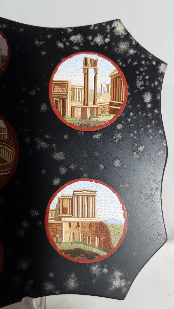Fermacarte in micromosaico romano con sette vedute antiche-photo-3