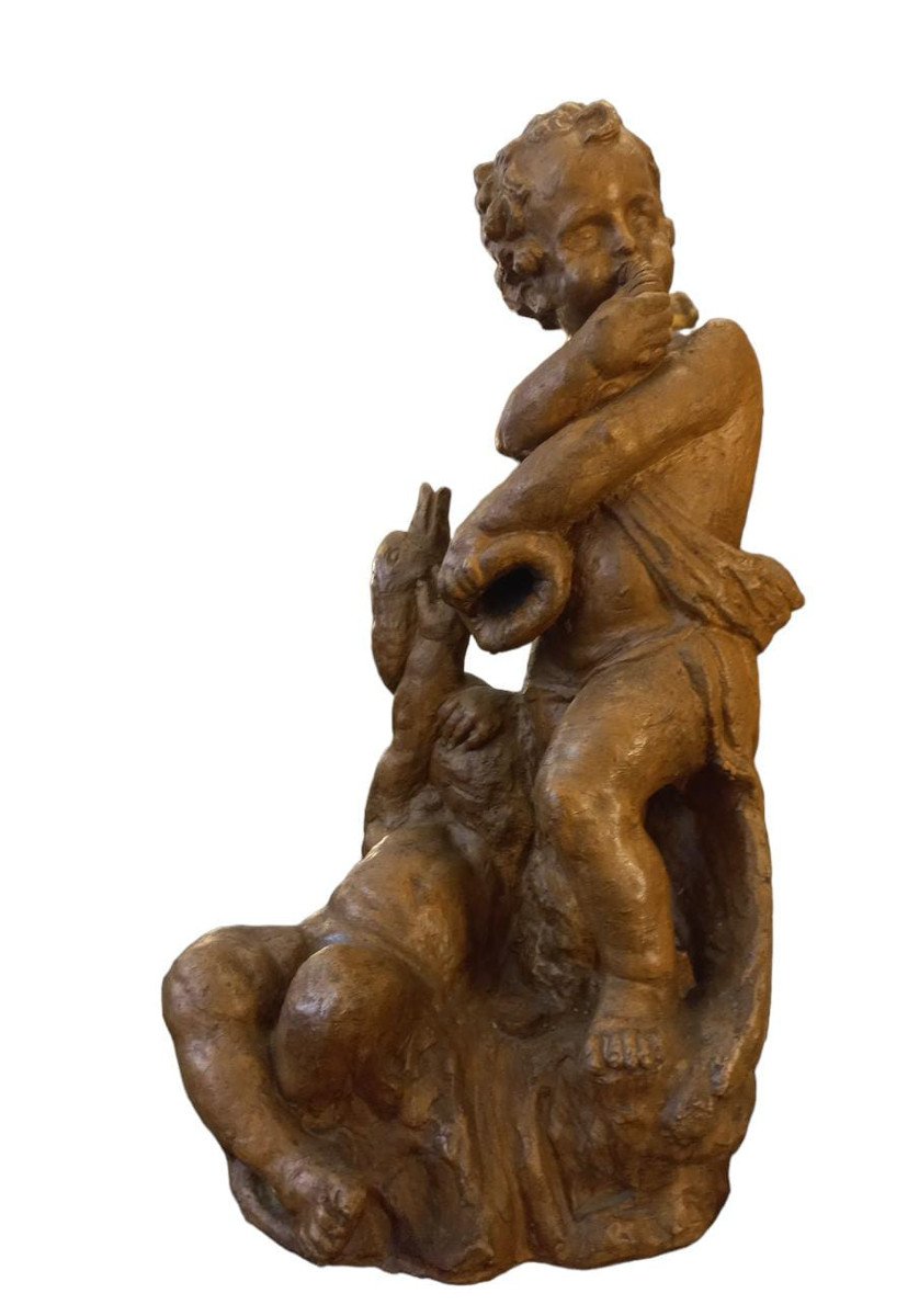 Putti con delfino, terracotta-photo-4