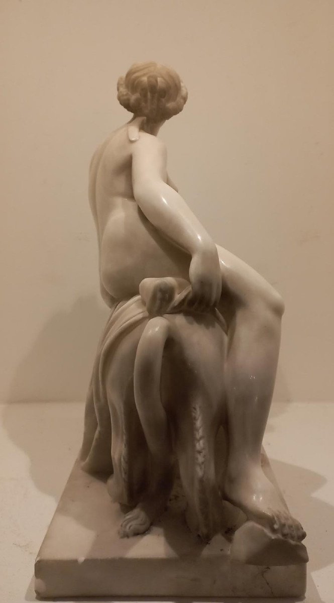Arianna sulla pantera, scultura in marmo bianco-photo-4