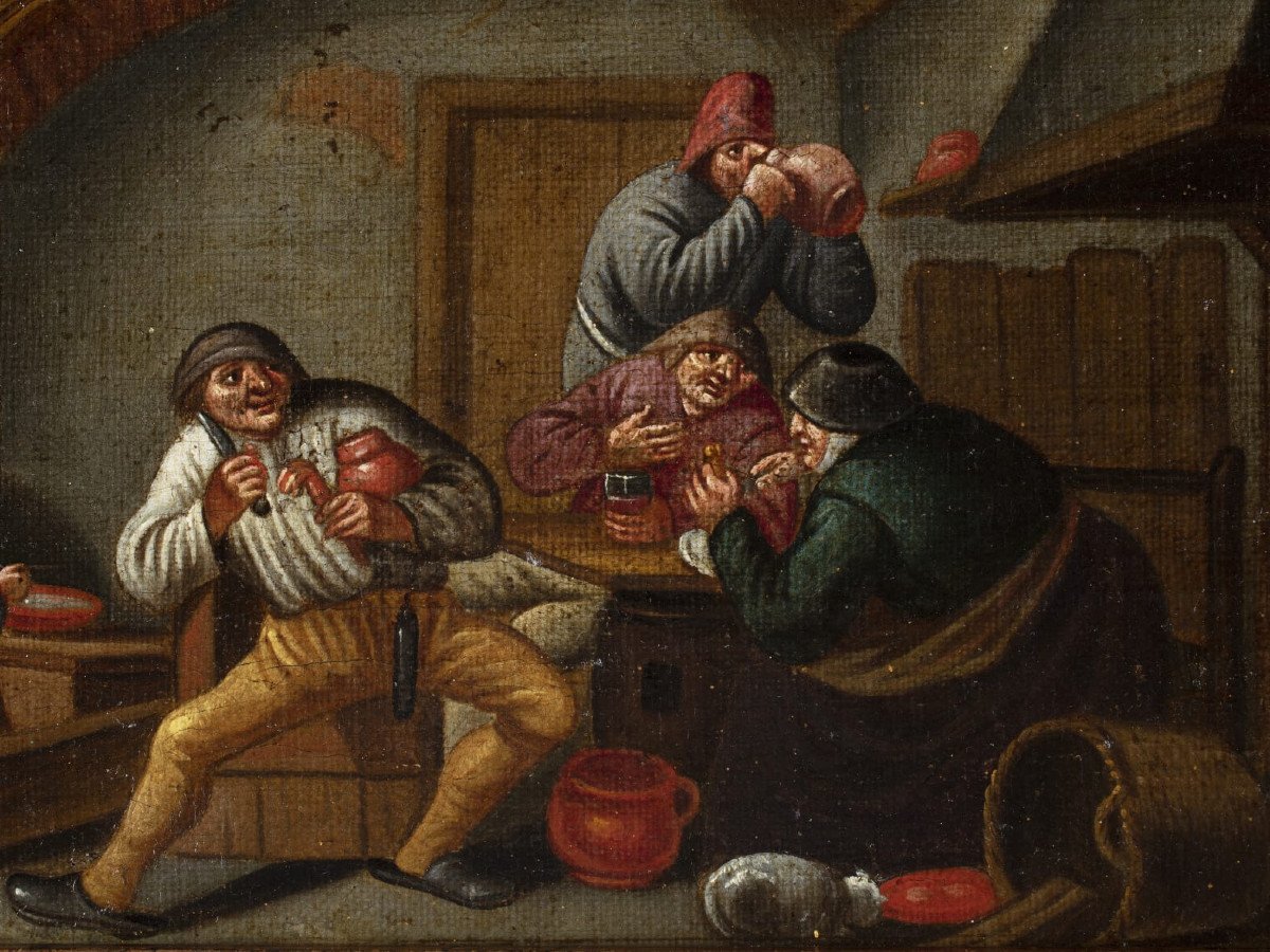 Interno di osteria, pittore del XVI secolo-photo-4