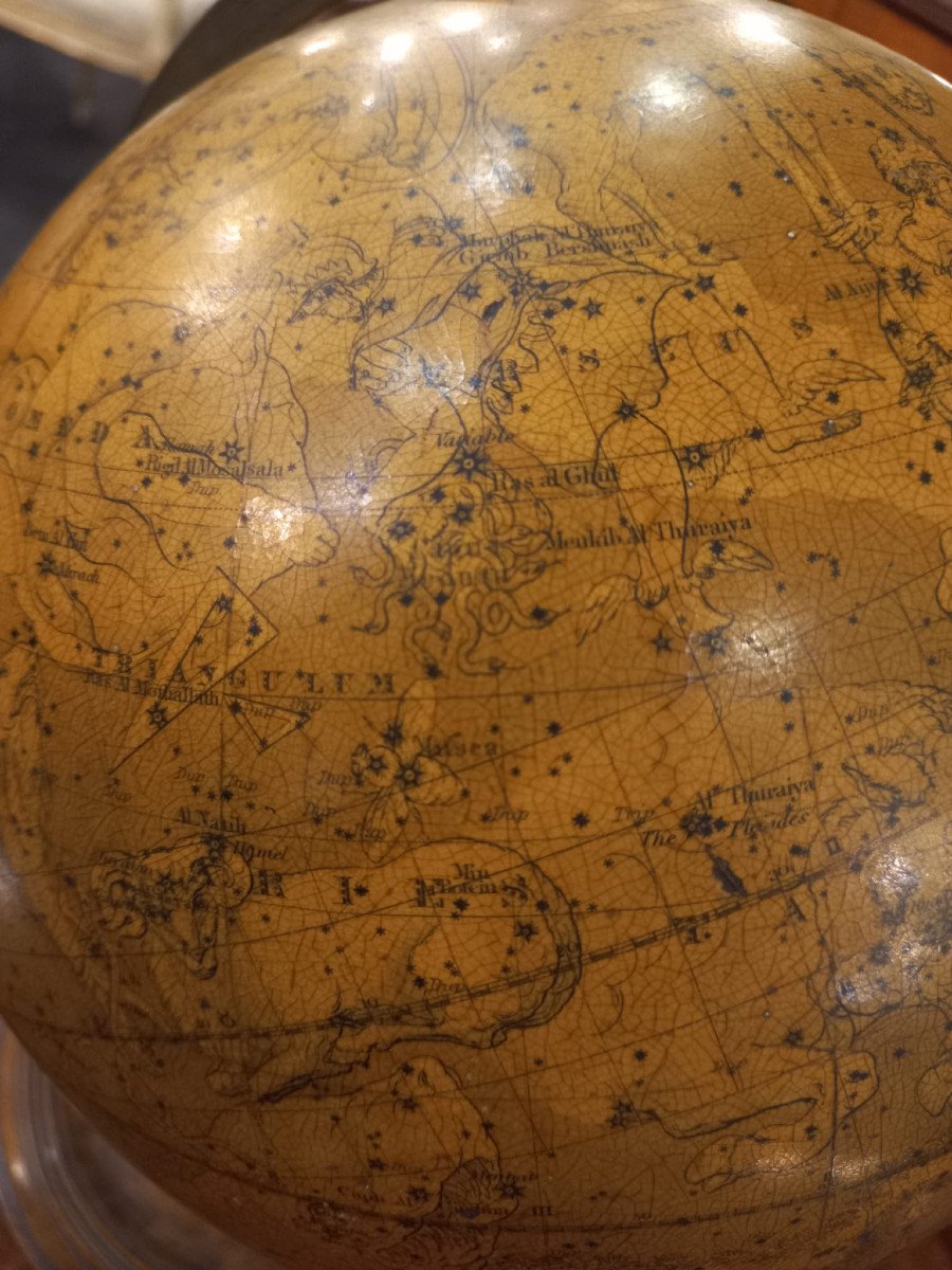 Coppia di mappamondi da tavolo di epoca vittoriana, globo celeste e globo terrestre-photo-3