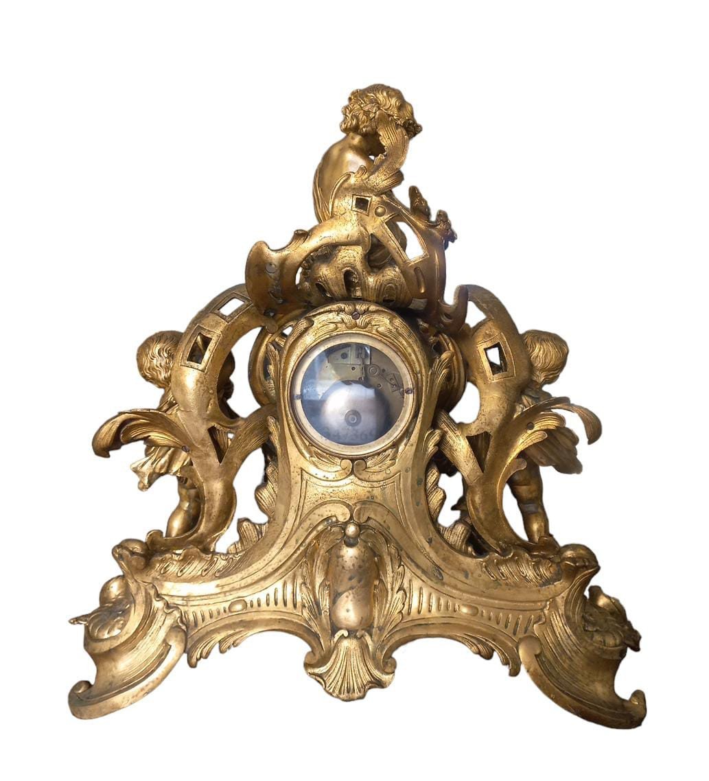 Orologio da tavolo in bronzo dorato-photo-2