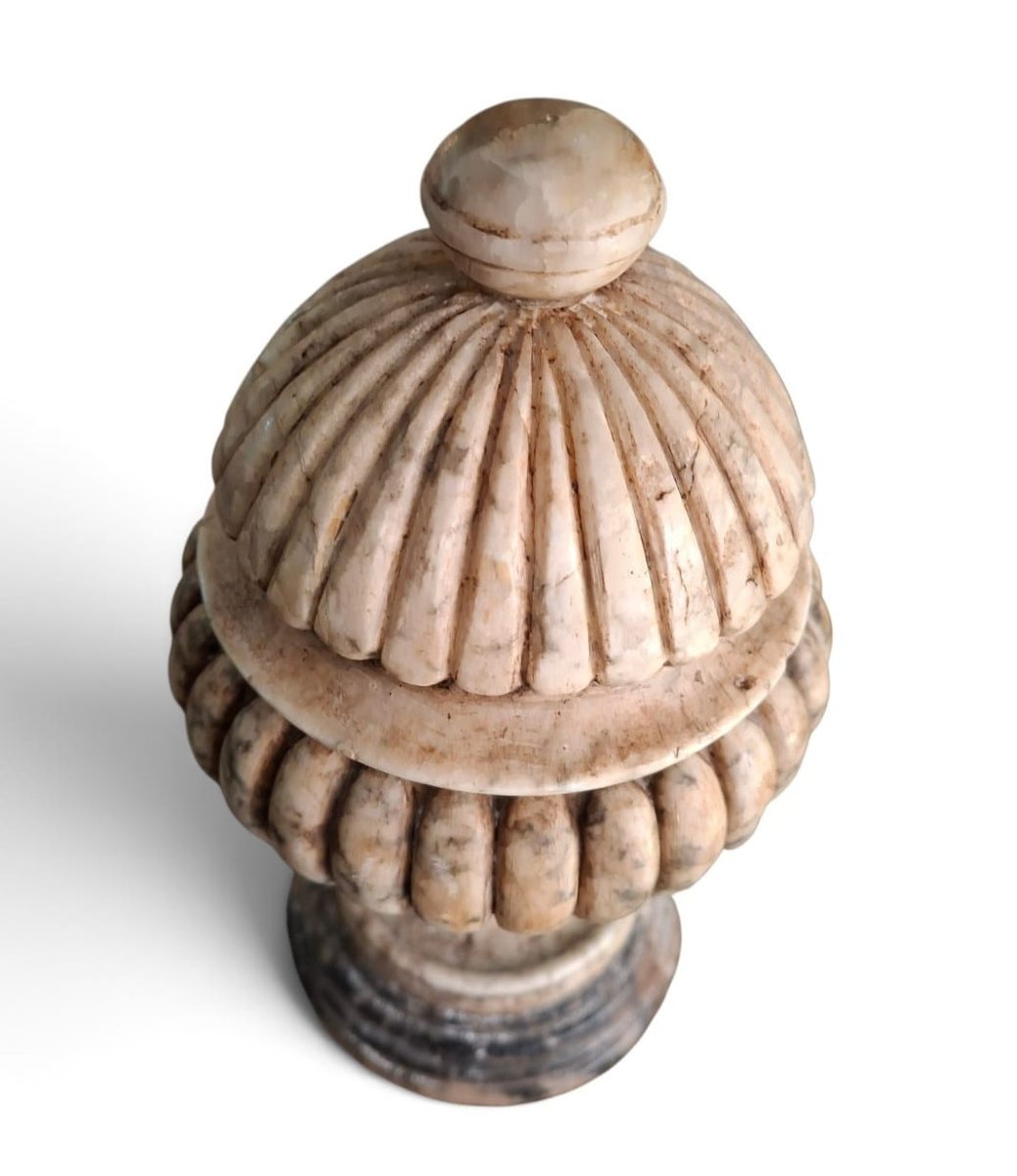 Coppa bacellata con coperchio in marmo-photo-3