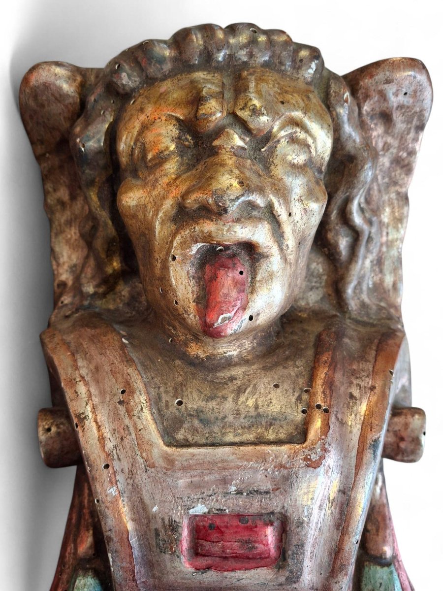 Coppia di sculture a lesena in legno-photo-2