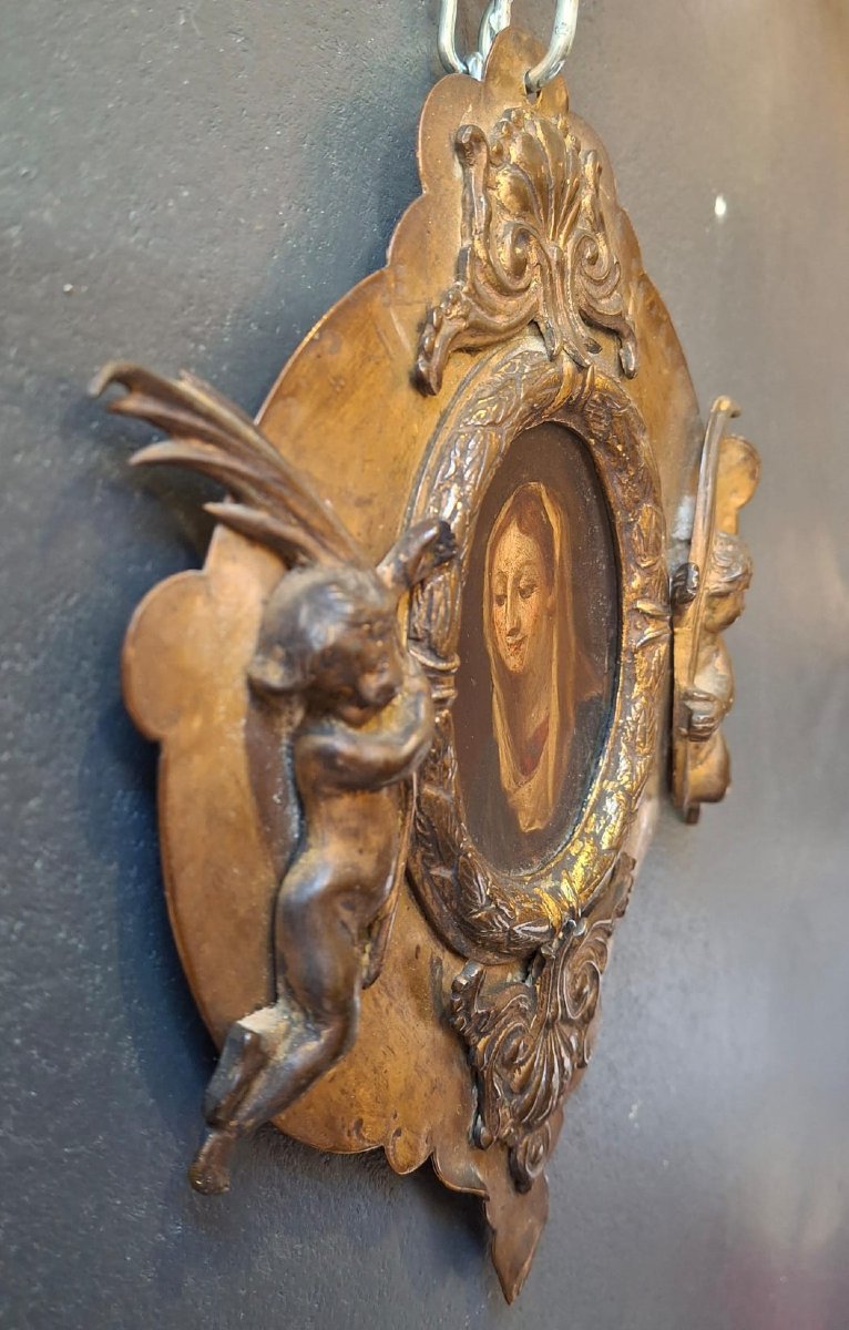 Placca devozionale in rame dorato-photo-3