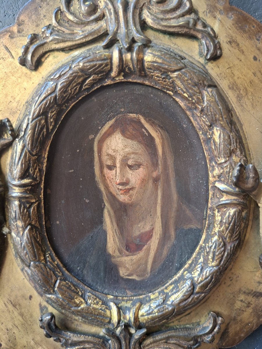 Placca devozionale in rame dorato-photo-4