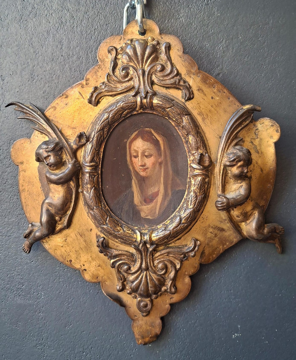 Placca devozionale in rame dorato