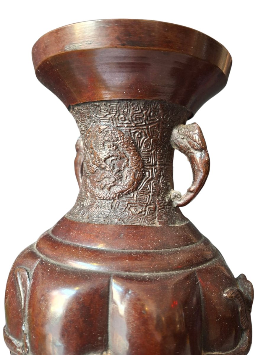 Coppia di vasi giapponesi in bronzo-photo-2