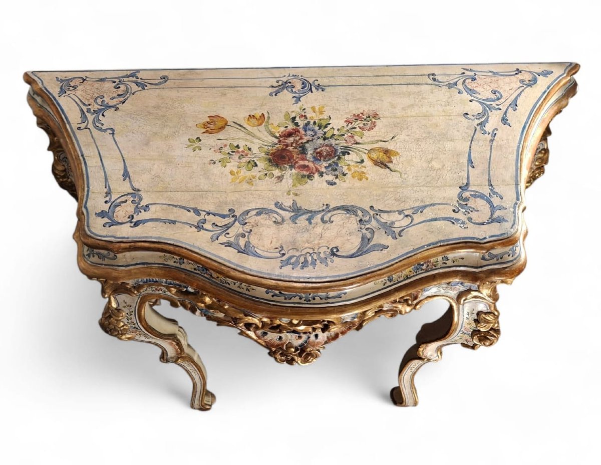 Console Luigi XV laccata e dorata-photo-4