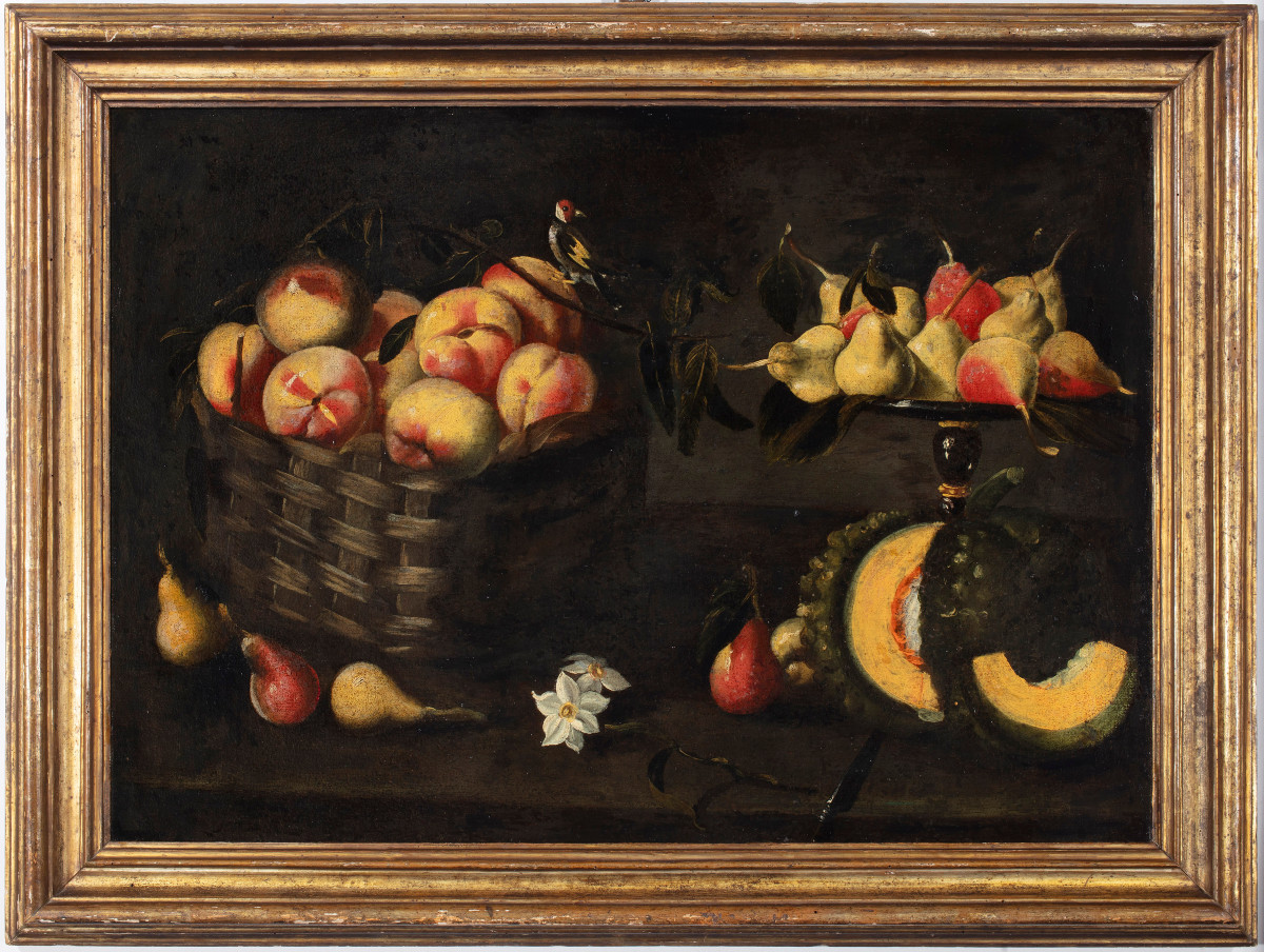 Natura morta con frutta, scuola lombarda